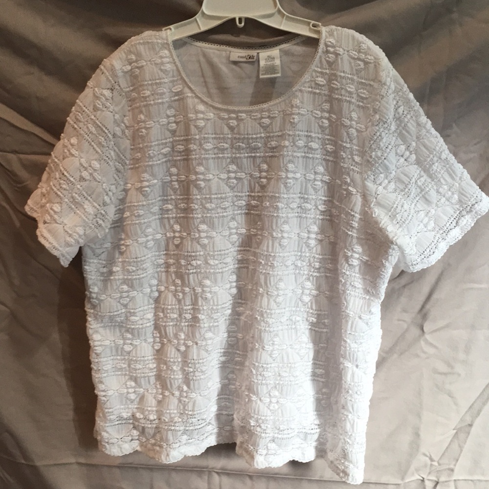 East 5th White Lace Top 1X